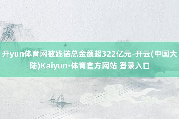 开yun体育网被践诺总金额超322亿元-开云(中国大陆)Kaiyun·体育官方网站 登录入口